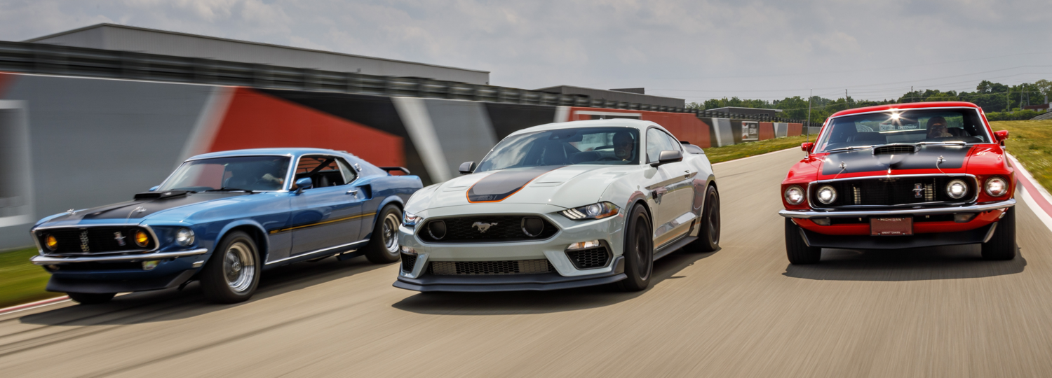 2021 Ford Mustang Mach 1 with predecessors